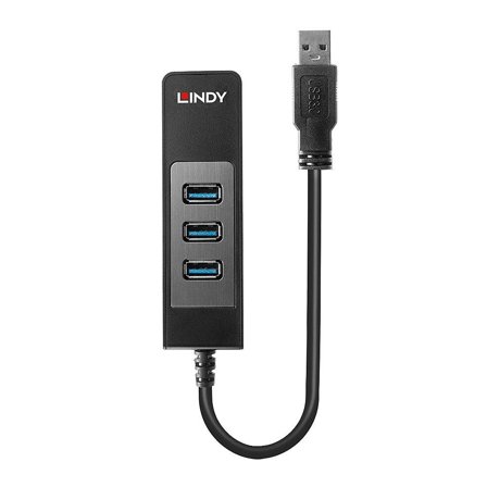 Lindy USB 3.1 Hub & Gigabit Ethernet Adapter - nettverks/USB-adapter - USB 3.1 Gen 1 - Gigabit Ethernet x 1 + USB 3.1 x 3
