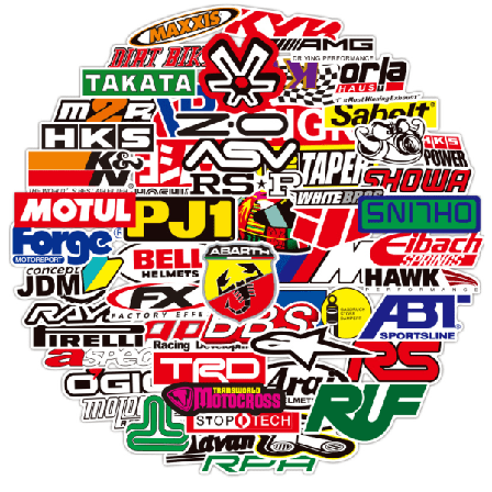100 stk Biler og motorsykler JDM Trend Modifikasjon LOGO Klistremerker