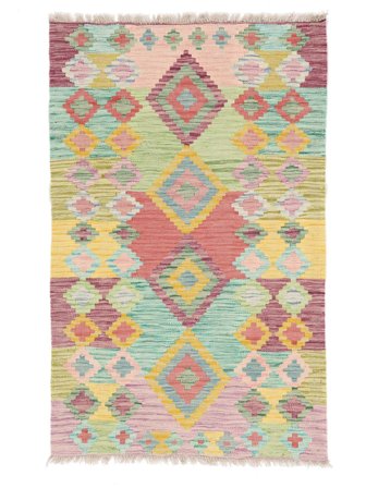 Kelim Berber Style Matot 75X119 Vihreä/Punainen Afganistan