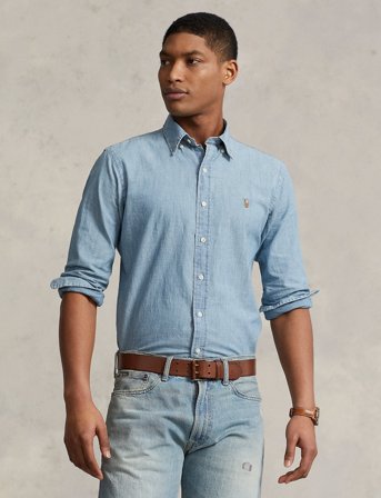 Polo Ralph Lauren Custom Fit Chambray Shirt - Blue - S