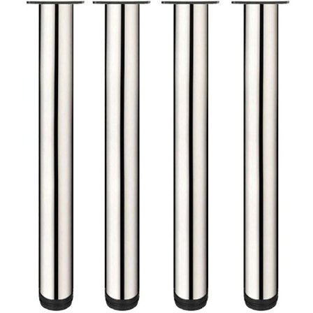 4x Justerbare Møbelben i Rustfrit Stål med Skruer - 50cm