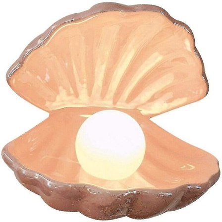 Keramisk nattlys med perler og skjell - Skrivebordsdekorasjon - Rosa