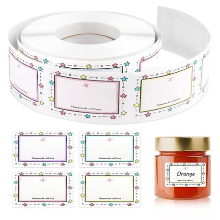1 rulle/500 stk. etiketter til glas, fryseetiketter til mad, selvklæbende syltetøjsglas etiketter 50x30 mm, klistermærker til glas