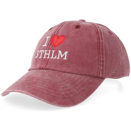 Iconic - Röd unconstructed Keps - I Love Sthlm Vintage Washed Red Dad Cap @ Hatstore