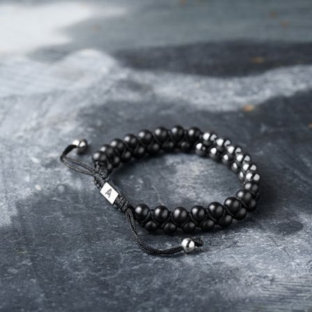 Sanatio Double Row Hematite & Onyx Bracelet for Men - Beaded bracelets