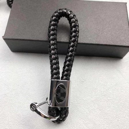 Stilfuld håndvævet nøglering med billogo - Elegant unisex nøgleholder til mænd og kvinder Audi