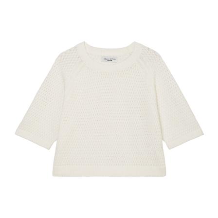 Marc O'Polo Short-sleeved mesh knitted jumper Hvid, Dame Striktrøjer