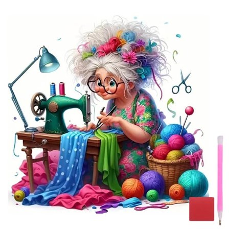 DIY Diamant Kunst Sæt til Voksne, Diamant Maleri Sæt, Simpel Tegneserie Bedstemor Fuld Drill Diamant Malerier til Begyndere, Diamanter Billeder 