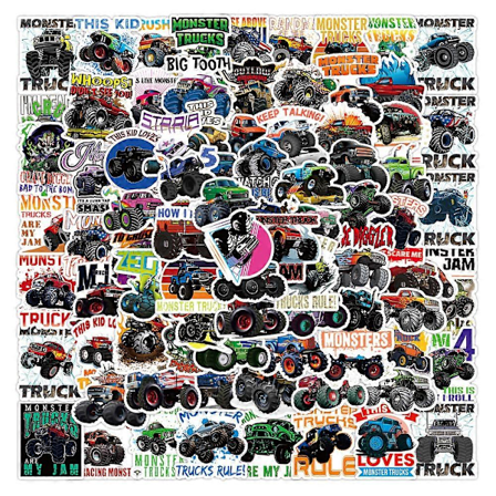 100 stk. Monster Truck-klistremerker, Truck Car-klistremerker for barn, Vanntette Truck-klistremerker for vannflasker, skateboard, bærbar PC, bil, 
