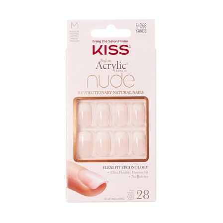 Kiss Acrylic Nude French Nails Medium, KAN03, Makeup, Kunstige Negle Og Tilbehør, Kunstige Negle