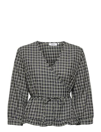 Breanna 3/4 Wrap Top Black MOSS COPENHAGEN