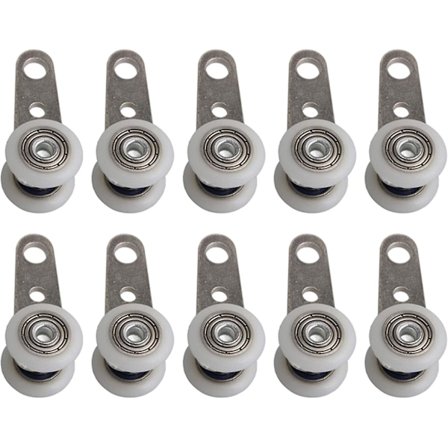 Sett med 10 ruller for buet vinduer eller skyvedører - I metall og plast - 4,5 [kk]