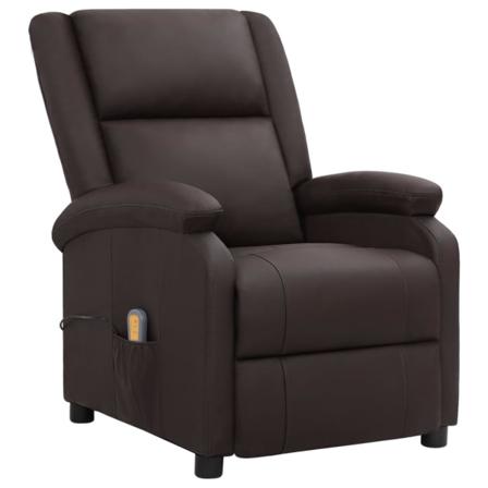 Vidaxl Massagefåtölj Med Uppresningshjälp Brun Äkta Läder Brun