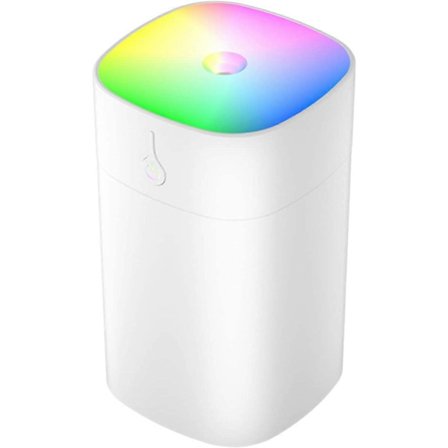 Mini Luftfuktare för Sovrum, 400ML Tyst Kontorsluftfuktare, med Två Justerbara Dimlägen och Färgglatt Nattljus, Vattenlös Auto-Avstängning