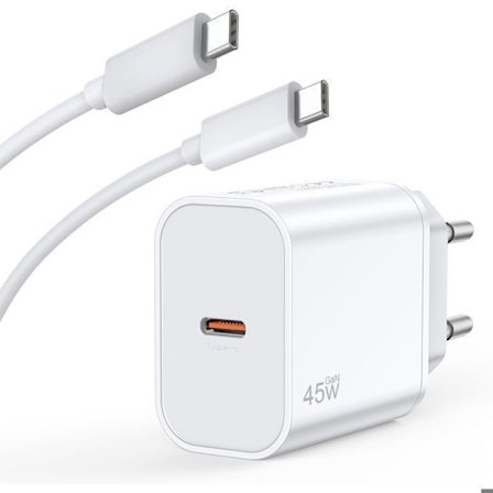Pikalaturi 45W - Samsung - Valkoinen - USB-C - 1M - Yhteensopiva Galaxy A16 A26 A36 A56 A17:n kanssa (YH)