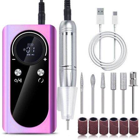 Elektrisk neglefil - Trådløs neglebor - 45000 o/min trådløs neglebor - Oppladbar - Med display - Manikyr- og pedikyrsett - Hardhudfjerner