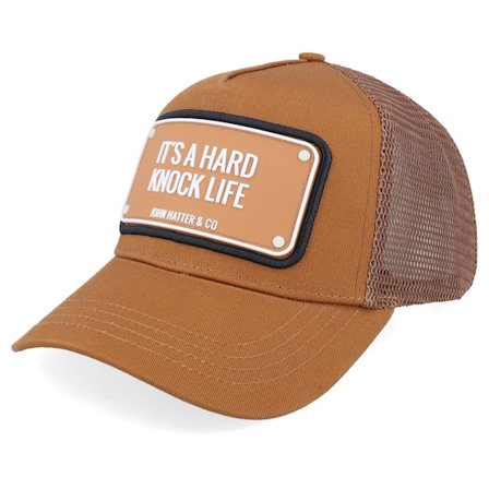 John Hatter & Co - It's A Hard Knock Life Brown A-Frame Trucker Trucker Brown Cap - @ Hatstore