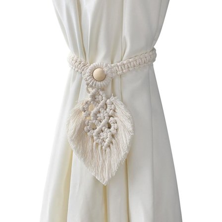 Sett med 2 håndlagde bohemske gardinholdere - håndvevd bomull