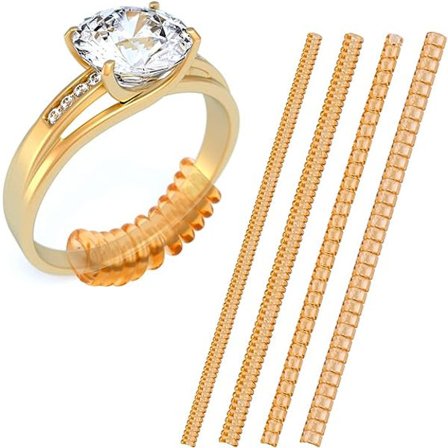 Sæt med 12 ringstørrelsesjusterere til løse ringe, usynlig ringstørrelsesjusterer, ringstørrelsesjusterer til kvinder, juster ringstørrelse, (guld)