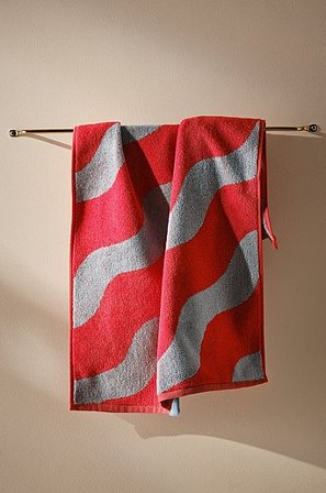 Jotex - Ręcznik 50x70 Cm Pomidor czerwony/jasnoniebieski - WAVES - Kup Ręczniki do rąk firmy Jotex