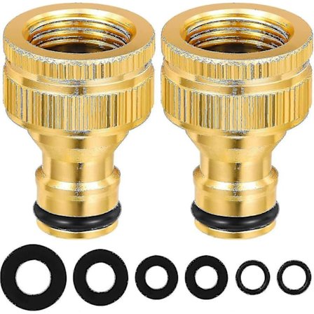 2-pak messing haveslangehane-stik, 3/4 tommer og 1/2 tommer 2-i-1 hungevindhane-stik gevindhaneadapter til slangefittings have