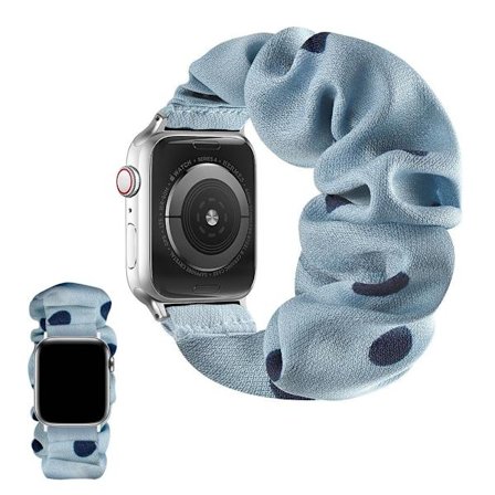 Apple Watch 42mm - 44mm elastic hairband style watch strap - Blue Dot / Size: L