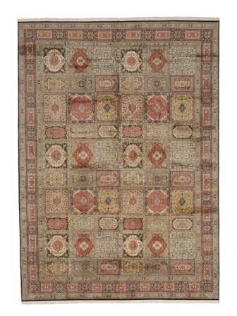 Tapis D'orient Cachemire Pure Soie 304X423 Marron/Noir Grand (Soie, Inde)