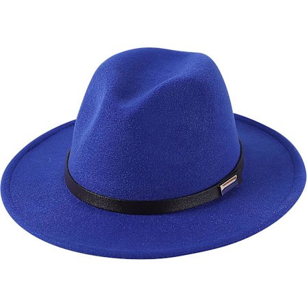Dame Retro Bredbremmet Floppy Panama Hatt Belte Spenne Ull Fedora Hatt