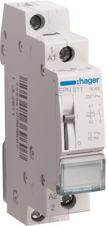 Hager EPN511 Impulsrelé 1 lukket kontakt, 12 V, Elfordeling & strømforsyning