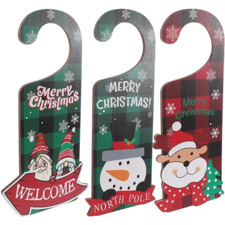 3 kpl jouluovikoristetta, ripustettava iloinen jouluovipainikkeen kyltti