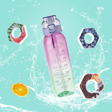 1000 ml luftvannflaske med 5 smaksatte drikkepods, 0 sukker, 0 kalorier, nye smaker