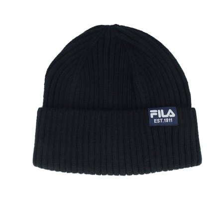 Fila - Butte Fisherman Beanie With Flag Logo Black Cuff Cuff Black Beanie - @ Hatstore