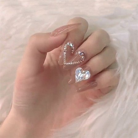 24 stk/sett med 3D GLOSSY Nude Rhinestone Crystal Gorgeous full cov