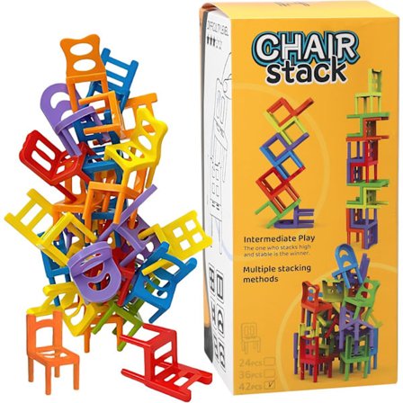 Stapelbara stolar Tower Traditionellt stapelspel, Balans och skicklighet Barns brädspel för hela familjen