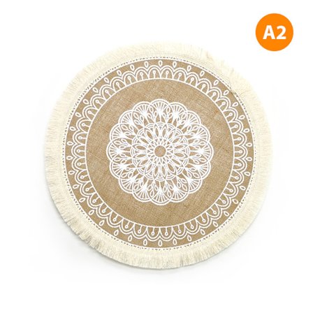 Ins Style Simple håndvævede jute dækkeservietter glasretro bomuld