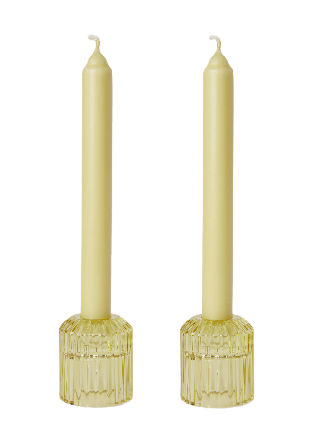 MANO ATELIER Gåvoset låg ljusstake och ljus, 2-pack Ljus & ljusstakar Gul ONESIZE