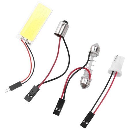 T10 501 W5W Ba9S Inomhus Festoon Dome 36 LED Cob Adapter Panel Ljuslampa DC12V Ren Vit