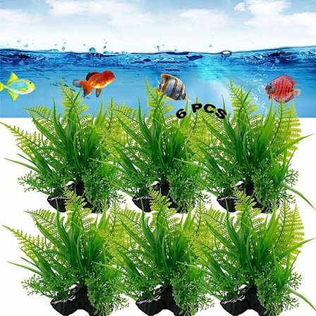 Stora akvarium konstgjorda växter realistiska plast 6 st plast A