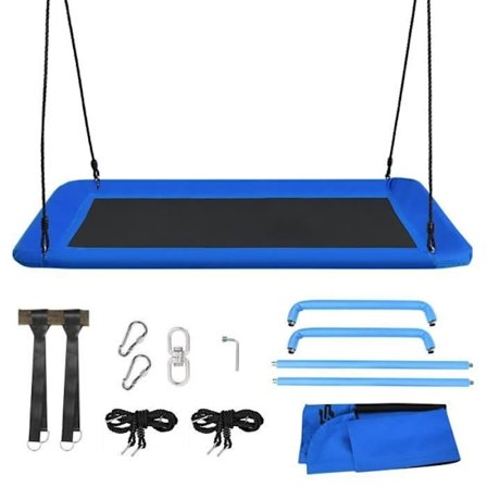 COSTWAY Udendørs platform Nest Gynge-Lavet af Oxford stof-Ophængningsreb Justerbar højde 100-180CM-Belastning 150KG-Blå