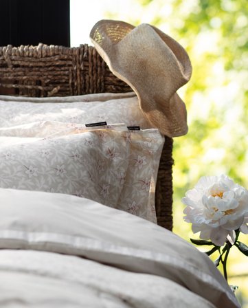 Lexington Light Beige/Pink Flower Print Cotton Sateen Pillowcase