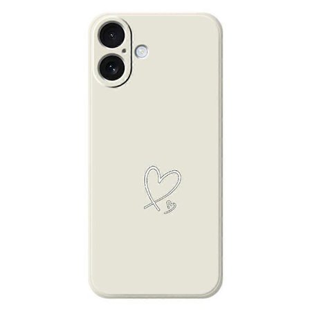 Kompatibel med iPhone 17 Cover Hvidt Kærlighedsmønster Trykning Lige Kant TPU Telefon Bagcover - Beige-lingling}