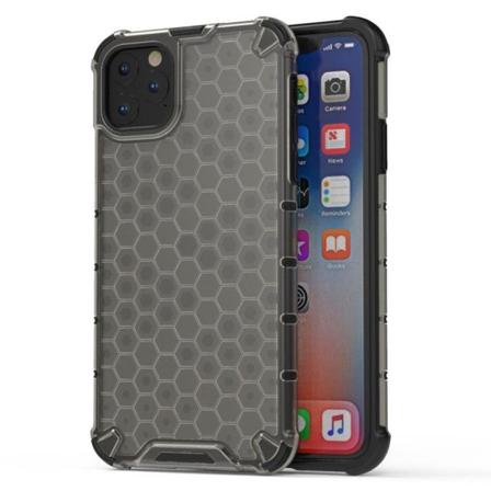 Honeycomb-mønster Stødsikkert, fleksibelt og stødsikkert kombinationsetui iPhone 11 6,1 tommer (2019) - Sort Black