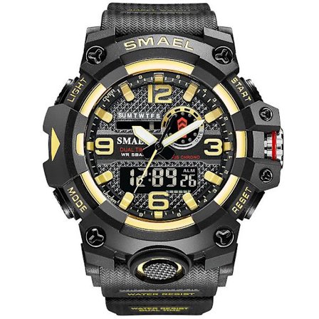 Smael Digital Herr Militär Klockor Dual Time Vattentät Lyx Topp Watch Herr Sport Led Quartz Analog Armbandsur Herr