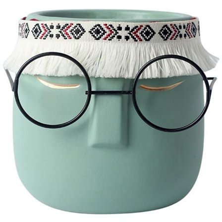 Keramisk Hoved Vase Pot Kaktus Potteplante Desktop Ornamenter Abstrakt Karakter Hydroponisk Vase Pot E