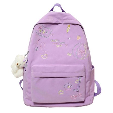 Stor Kapacitet Dam Nylon Ryggsäck Söt College Skolväska Laptopväska