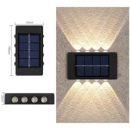 Utomhusvägglampa IP65 Vattentät Utomhus Solarlampa för Trädgårdsstaket Terrass Garage (Varmt Ljus)