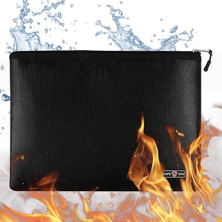 Vandtæt og brandsikker dokumentmappe med lynlås, vigtig dokumentarrangør til rejser