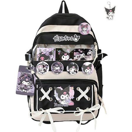 Kawaii Ryggsäck med Nyckelring, 17 Tums 3D-Tryckt Casual Sportväska, Utomhus Ungdomlig Ryggsäck med Hög Kapacitet