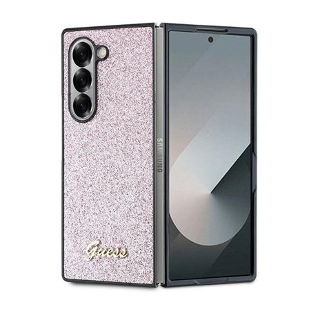Guess 4G Glitter Script-etui til Samsung Galaxy Z Fold 6 - Pink