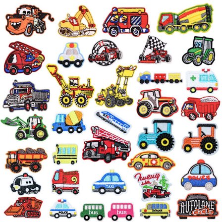 36 stk. mode tegneserie ingeniør køretøj gravemaskine broderi klud klistermærker bil klistermærker dekorative tilbehør klistermærker patch 